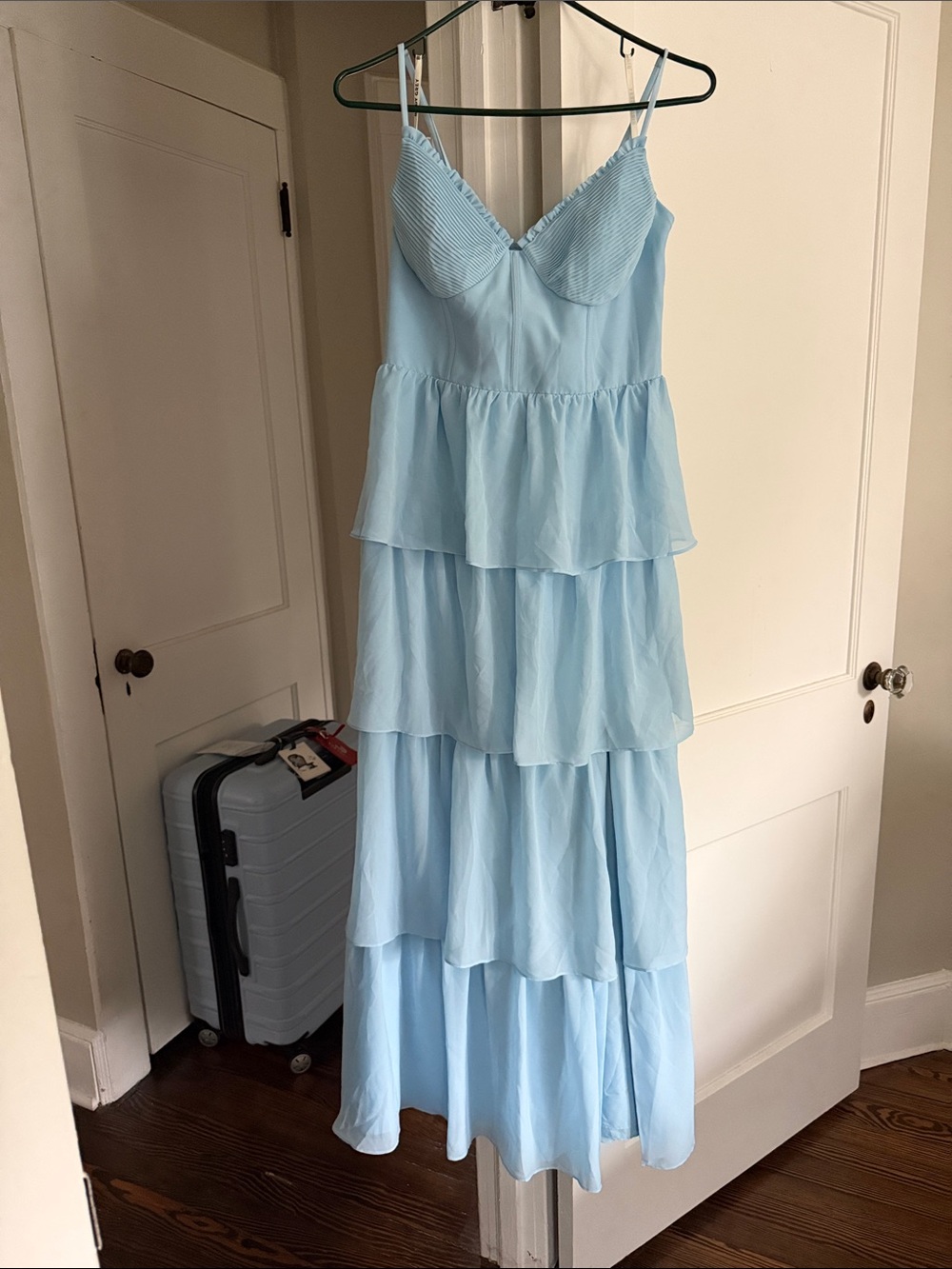 Birdy Grey Lola Sky Blue Tiered Maxi Dress
